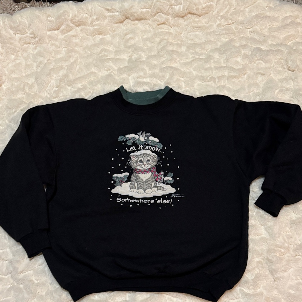 Vintage Black Cat Graphic Sweatshirt 1980’s